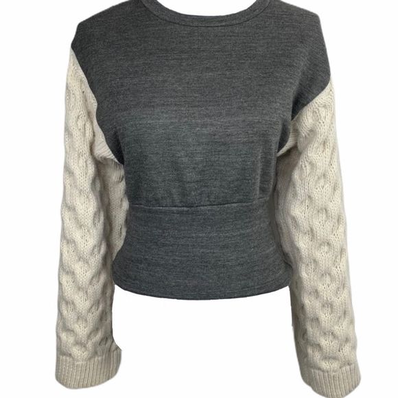 Zara Top with Cable Knit Sleeves Sz Small - Picture 1 of 3